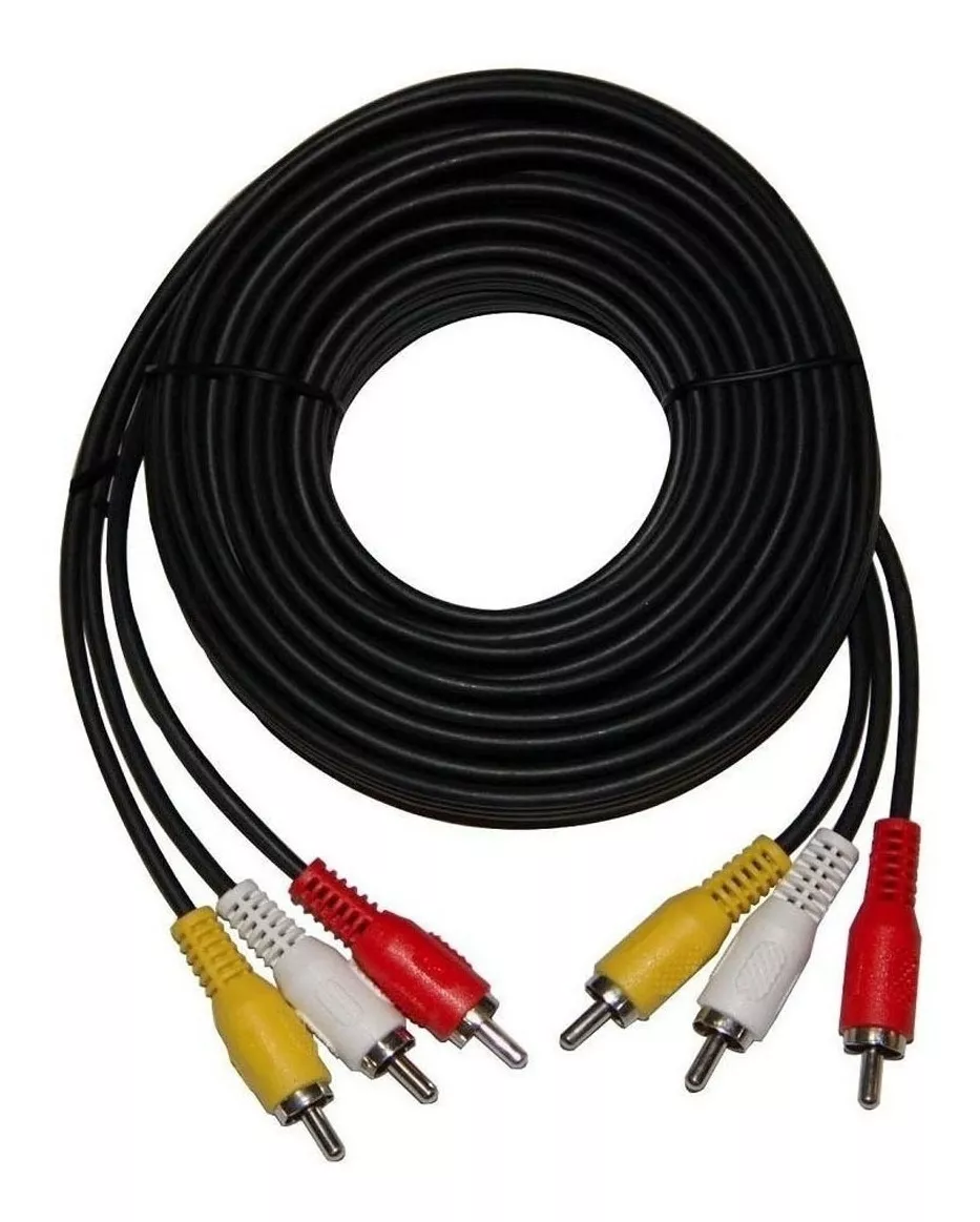 CABLE FERIATECNO 3 RCA A 3 RCA 5 MTS. CONECTOR BAÑO ORO - 2