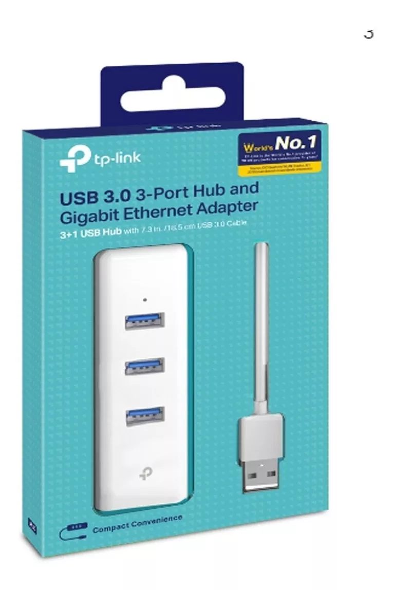 ADAPTADOR USB 3.0 A RJ45 (LAN) CON 3 PUERTOS USB HUB, TP-LIN - 3