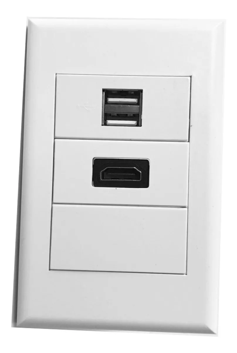 PLACA A MURO 1 PUERTO HDTV, 2 PUERTOS USB 2.1V DE CARGA - 1