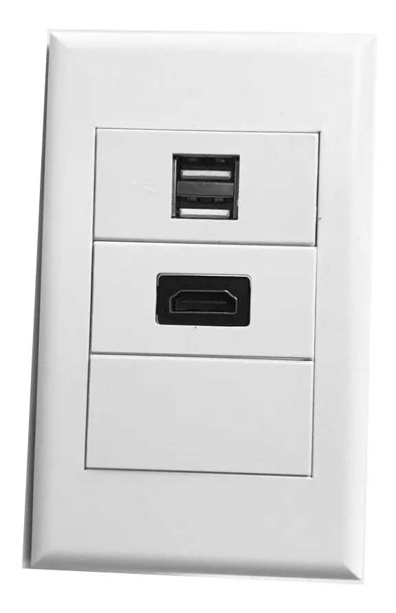 PLACA A MURO 1 PUERTO HDTV, 2 PUERTOS USB 2.1V DE CARGA - 3