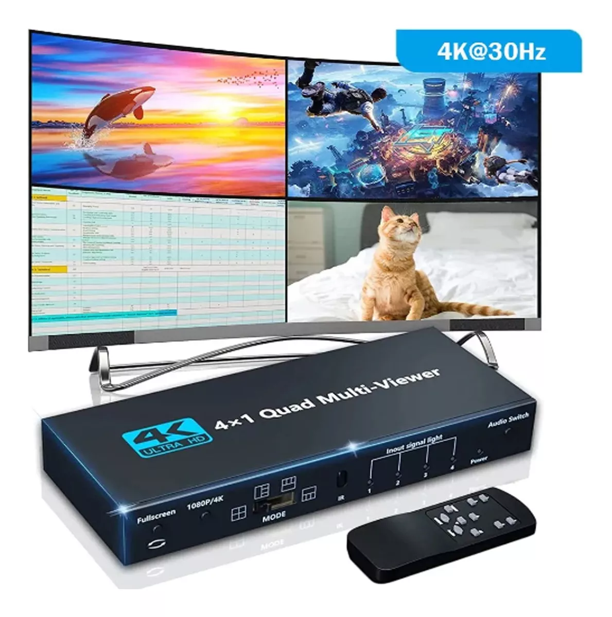 SWITCH FERIATECNO HDTV 4X1 ACTIVO, CONMUTADOR, C.REMOTO, FULL HD/4K. - 5