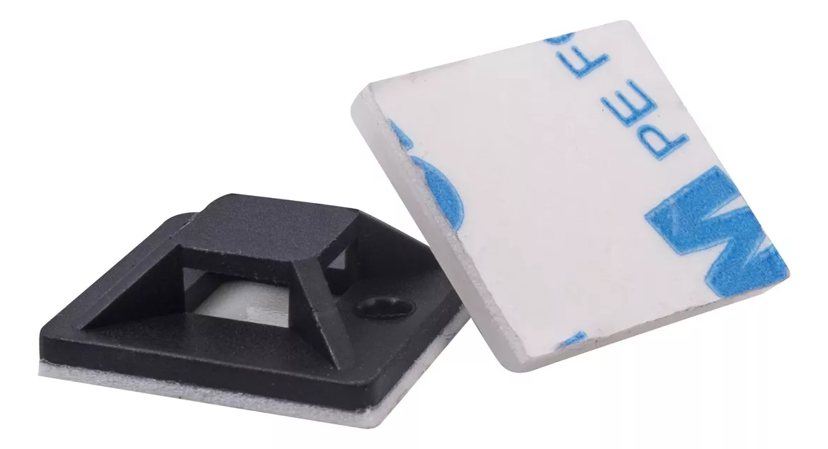 BASE PARA AMARRA PLASTICA 2X2 CMS. NEGRA (50 UNIDADES) - 1