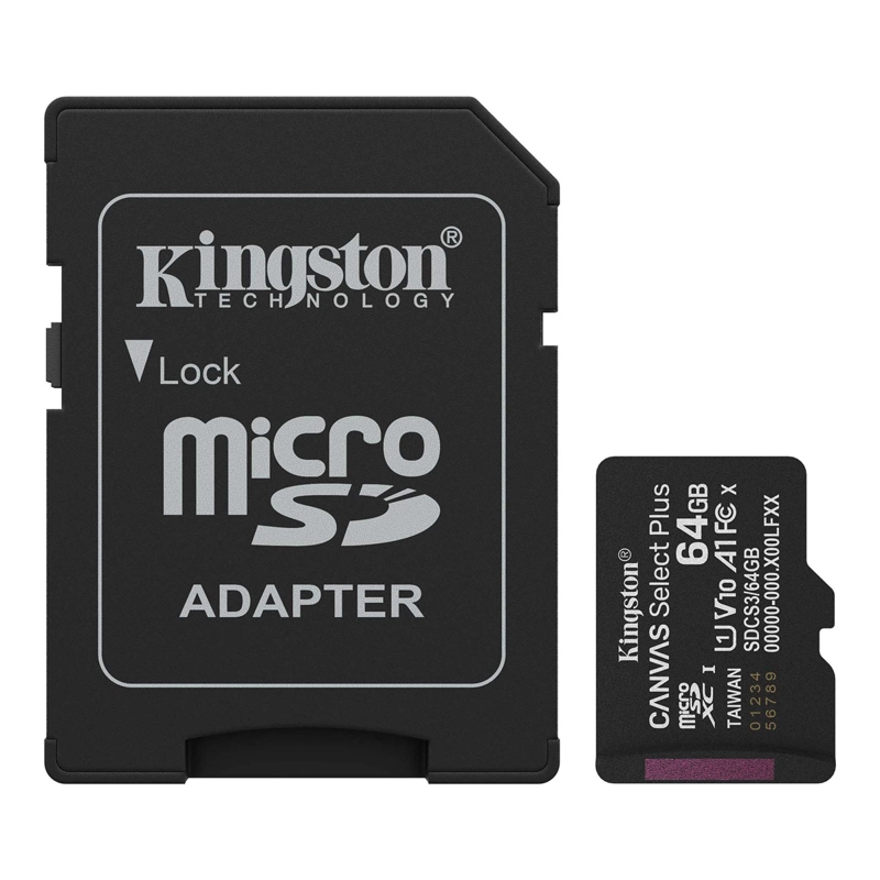 UPS TORRE KINGSTON MEMORIA MICRO SD 64 GB CLASE 10+ADAPTADOR, CANVAS SELECT PLU