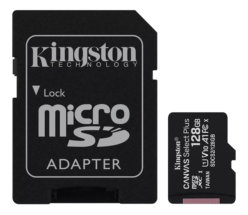 UPS TORRE KINGSTON MEMORIA MICRO SD 128 GB CLASE 10 + ADAPTADOR, CANVAS SELECT - 1