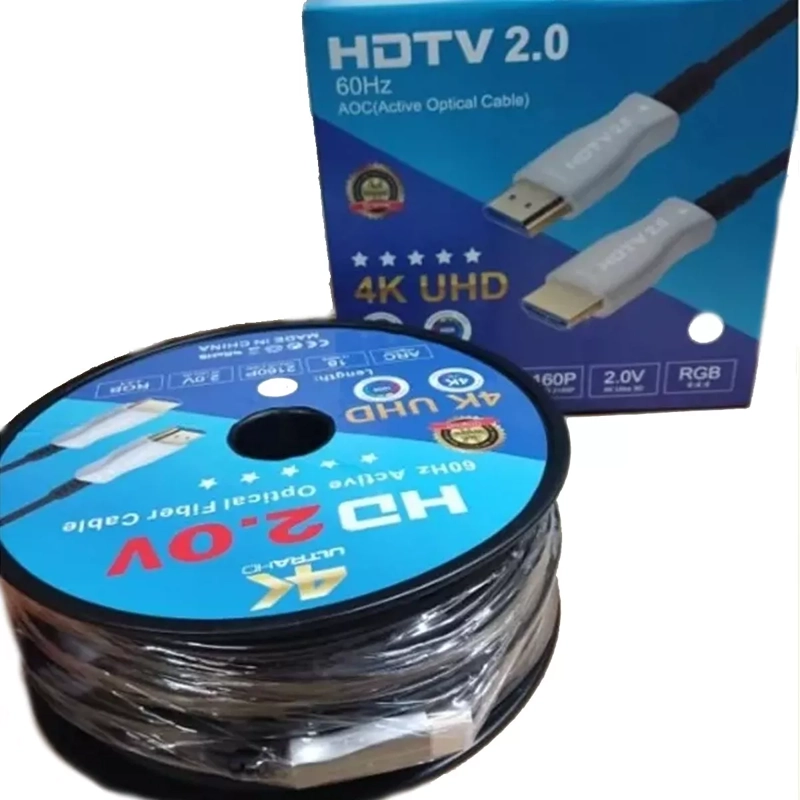 CABLE HDTV 2.0 4K 60 MTS M/M FIBRA ÓPTICA CONEC BAÑO ORO - 3