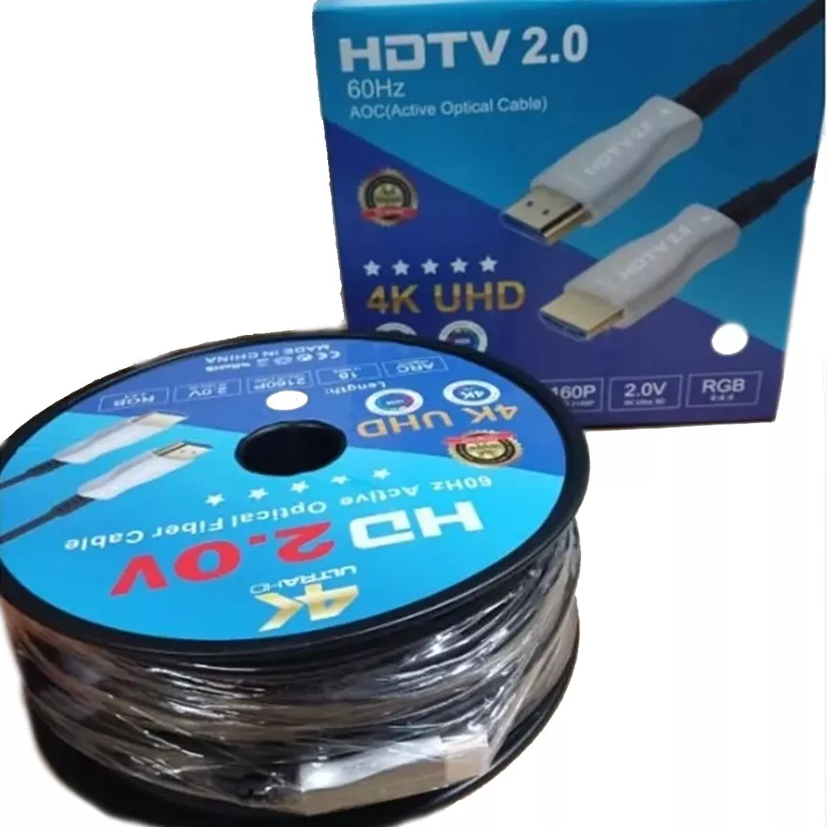 CABLE HDTV 2.0 4K 30 MTS. M/M, FIBRA OPTICA, CONEC. BAÑO ORO - 3
