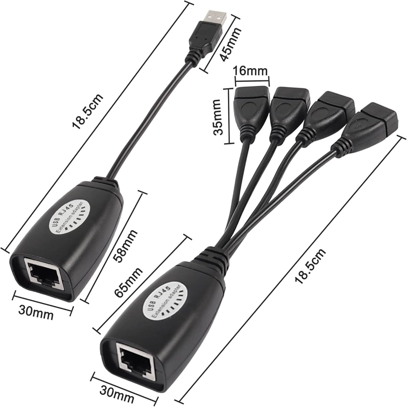 EXTENSOR USB 2.0 POR RJ45 4 PUERTOS, HASTA 45 METROS - 6