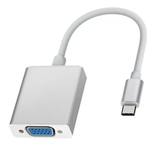ADAPTADOR FERIATECNO USB-C A VGA. PLATEADO/BLANCO.FACTURA/BOLETA - 1