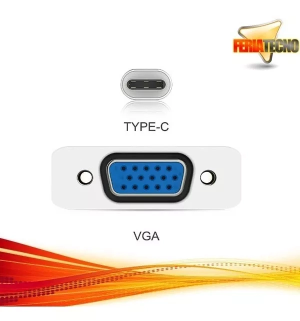 ADAPTADOR FERIATECNO USB-C A VGA. PLATEADO/BLANCO.FACTURA/BOLETA - 3