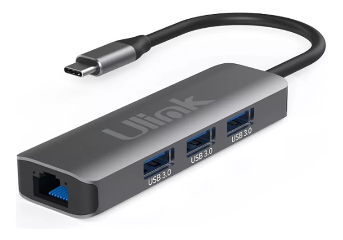 ADAPTADOR USB-C A RJ45 (LAN) CON 3 PUERTOS USB 3.0 HUB - 1