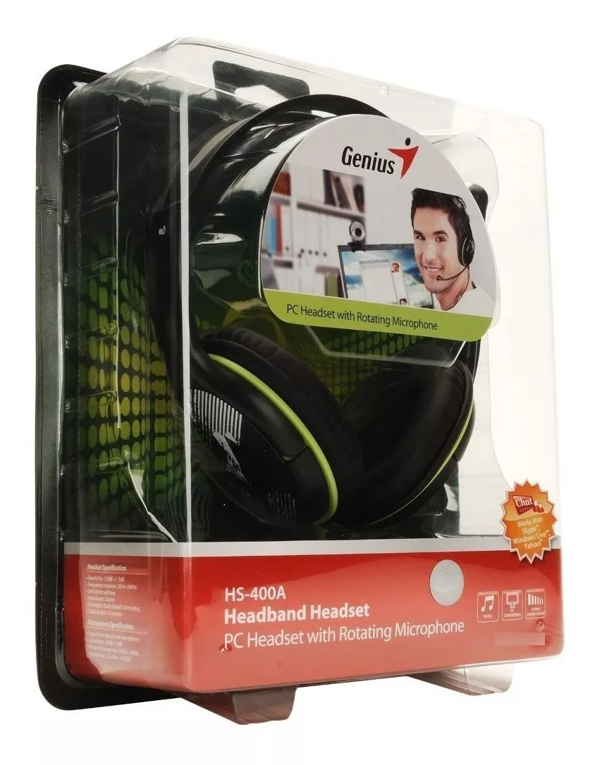AUDIFONO CON MICROFONO GENIUS HS-400A, CONEXIÓN 3.5MM - 4