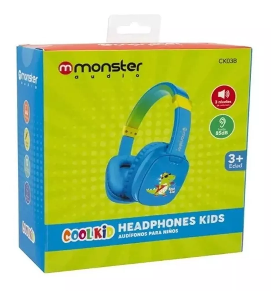 AUDIFONO PARA NIÑO MONSTER DINO CELESTE MXXCK03B, COOLKID - 4
