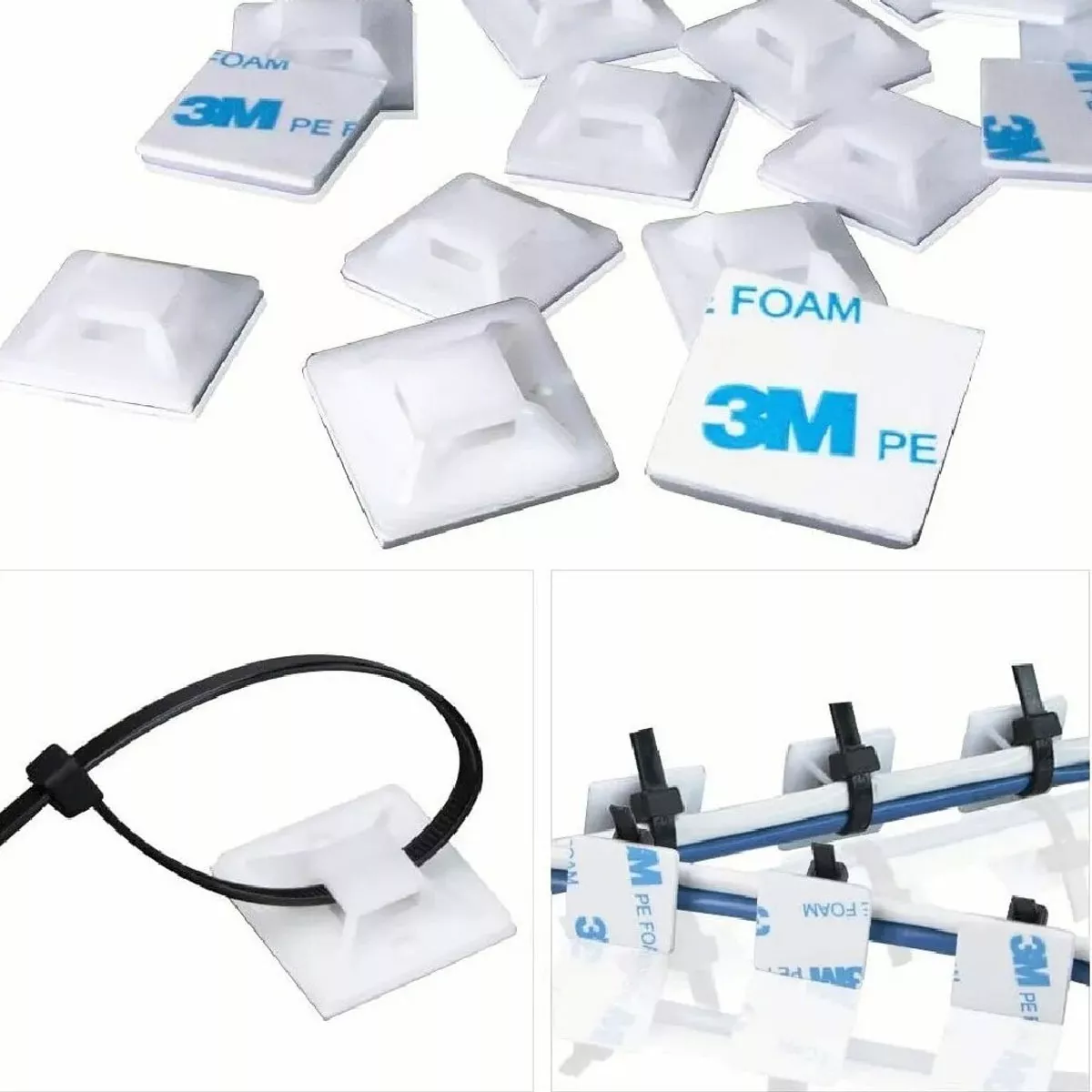 BASE PARA AMARRA PLASTICA 2X2 CMS. BLANCA (50 UNIDADES) - 2