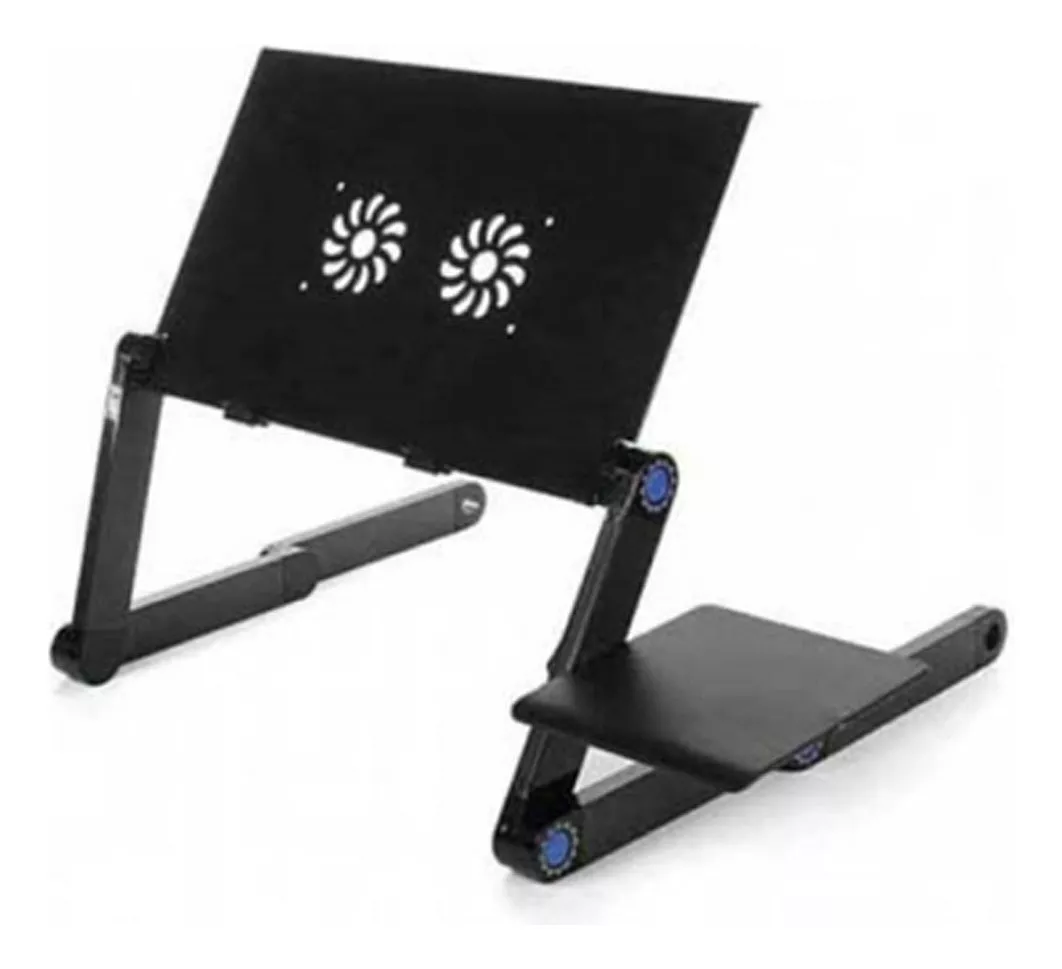 MESA PARA NOTEBOOK CON 2 VENTILADORES USB, PLEGABLE, NEGRA - 5