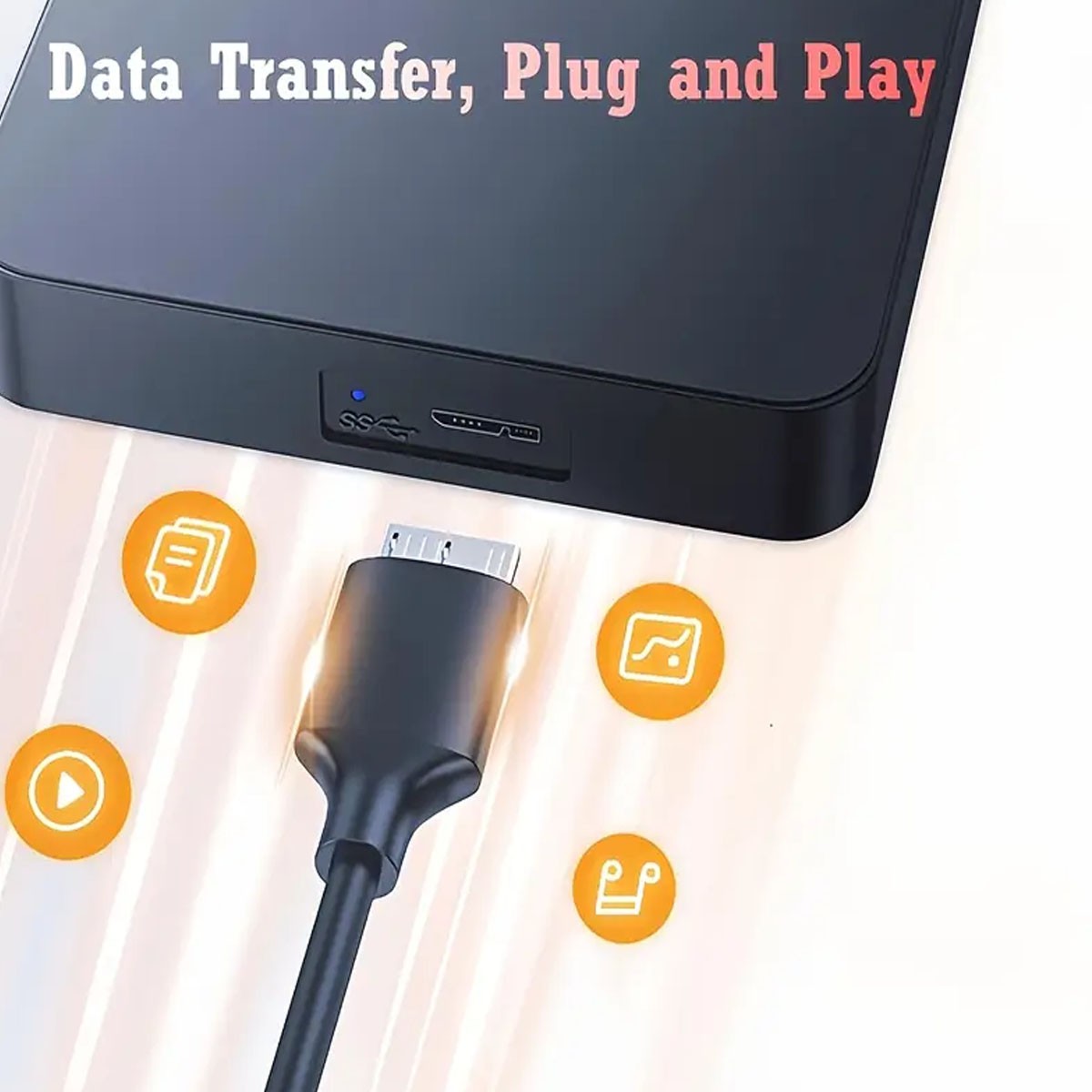 CABLE USB-C A MICRO B M/M 1 METRO (DISCO DURO) - 4