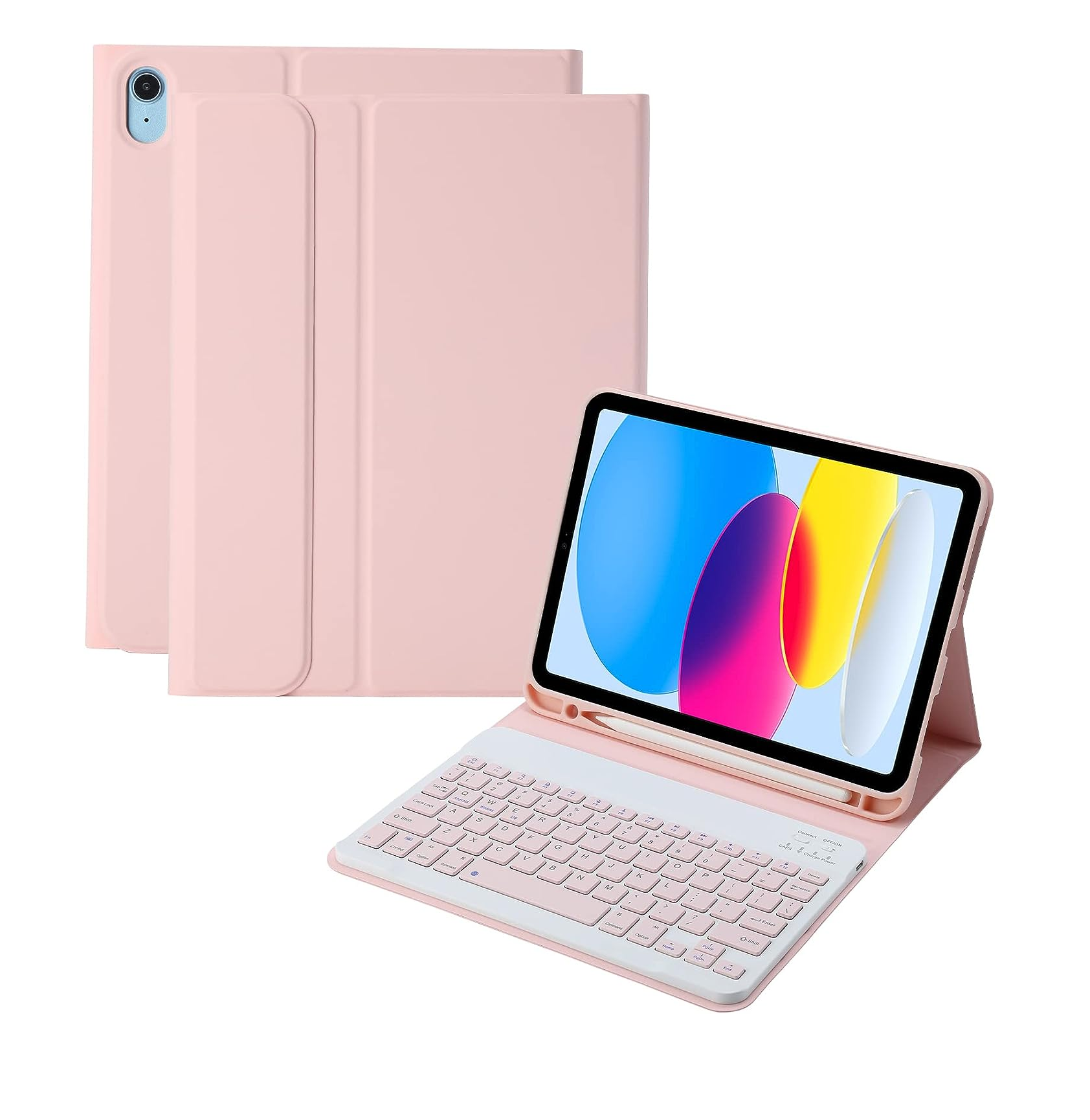CARCASA FUNDA CON TECLADO PARA IPAD 10MA GEN 10.9 2022 / ROSA - 1