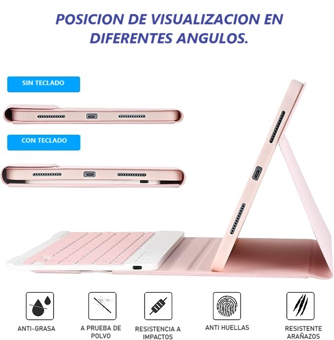 CARCASA FUNDA CON TECLADO PARA IPAD 10MA GEN 10.9 2022 / ROSA - 5