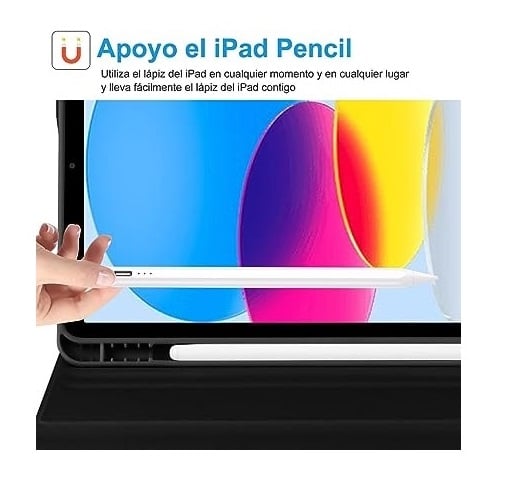 CARCASA FUNDA CON TECLADO PARA IPAD 10MA GEN 10.9 2022 / EN COLOR NEGRO - 4