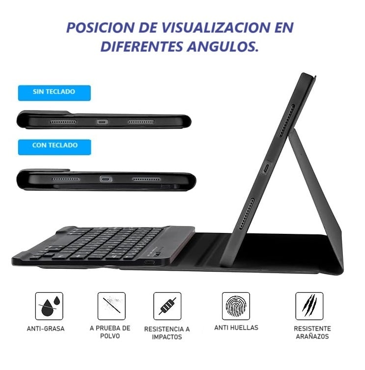 CARCASA FUNDA CON TECLADO PARA IPAD 10MA GEN 10.9 2022 / EN COLOR NEGRO - 5