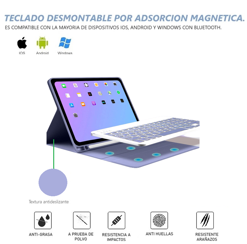 CARCASA FUNDA CON TECLADO PARA IPAD 10MA GEN 10.9 2022 / LAVANDA - 3
