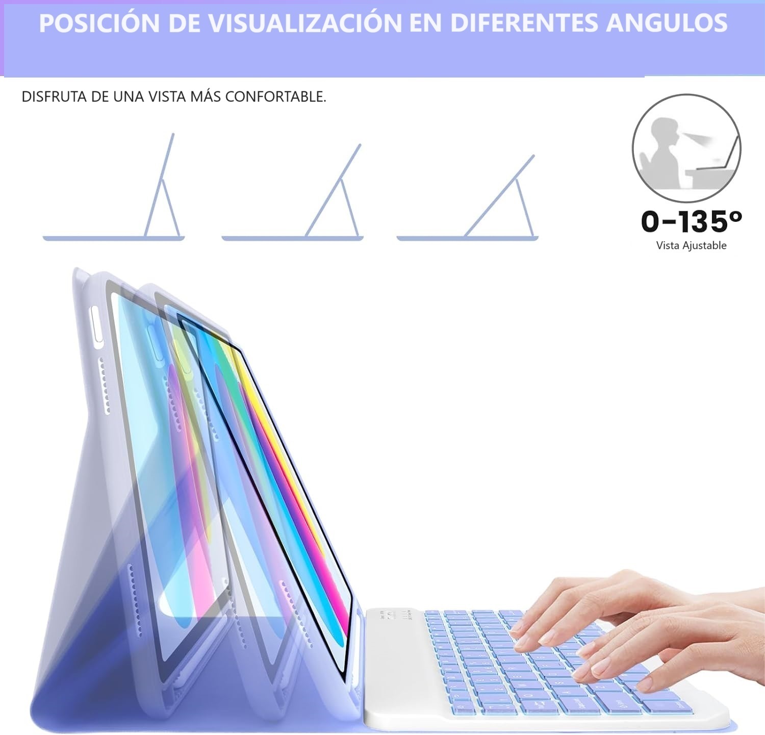 CARCASA FUNDA CON TECLADO PARA IPAD 10MA GEN 10.9 2022 / LAVANDA - 5