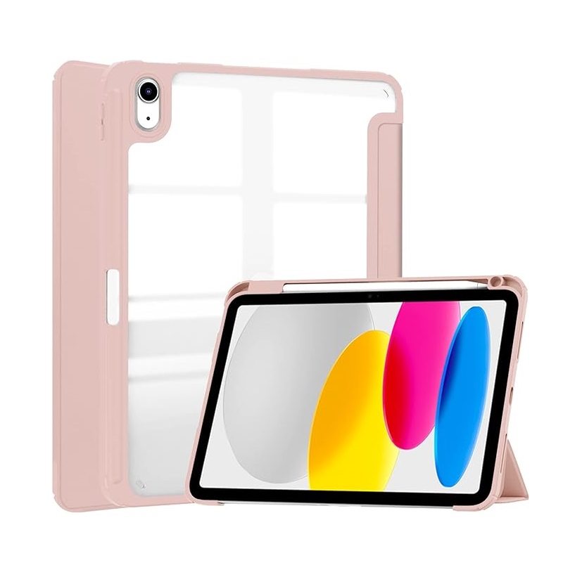 CARCASA PARA IPAD 10.9 10TH GEN CON RANURA LAPIZ / TRANSPARENTE ROSA