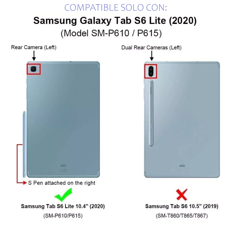 CARCASA PARA SAMSUNG GALAXY TAB S6 LITE 10.4' PULGADAS CON PORTALÁPIZ / NEGRO - 5