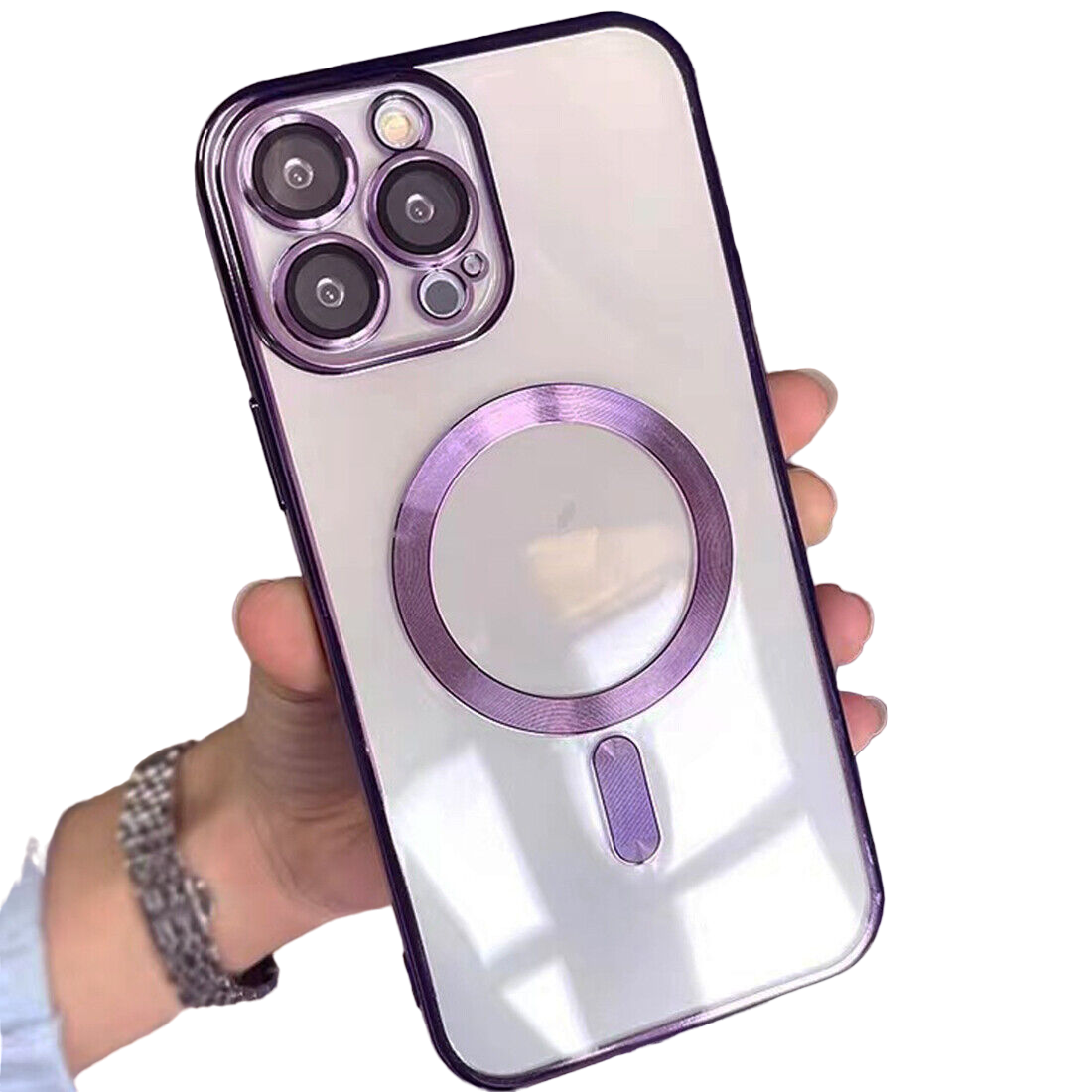 CARCASA MAGSAFE PARA IPHONE 14 PRO MAX / MORADO LENTES - 1