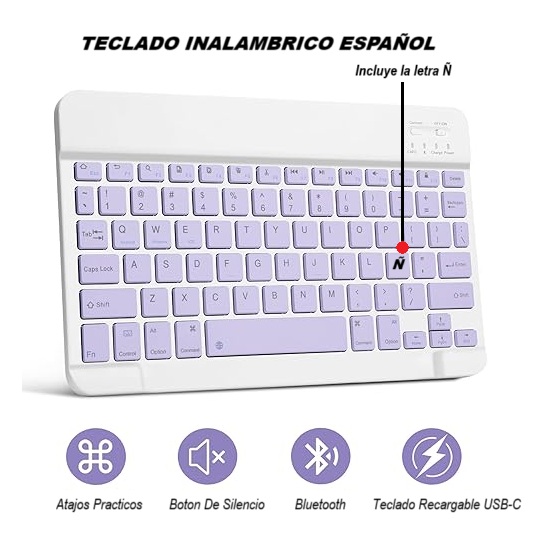 CARCASA FUNDA CON TECLADO PARA IPAD 11VA GENERACION A16 LAVANDA - 3