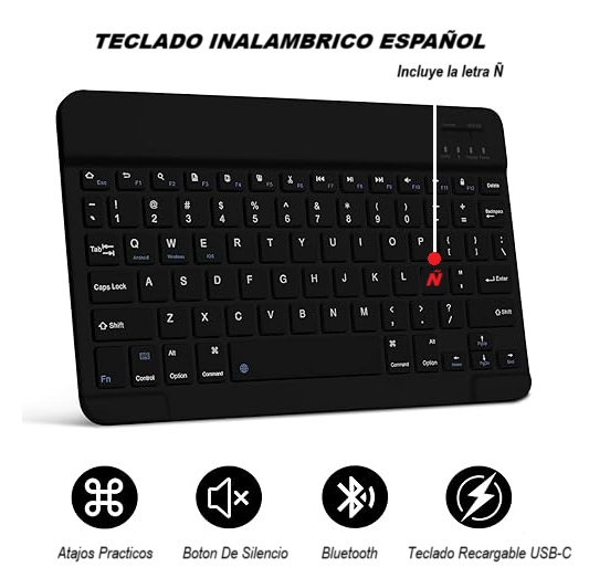 CARCASA FUNDA CON TECLADO PARA IPAD 11VA GENERACION A16 NEGRO - 3