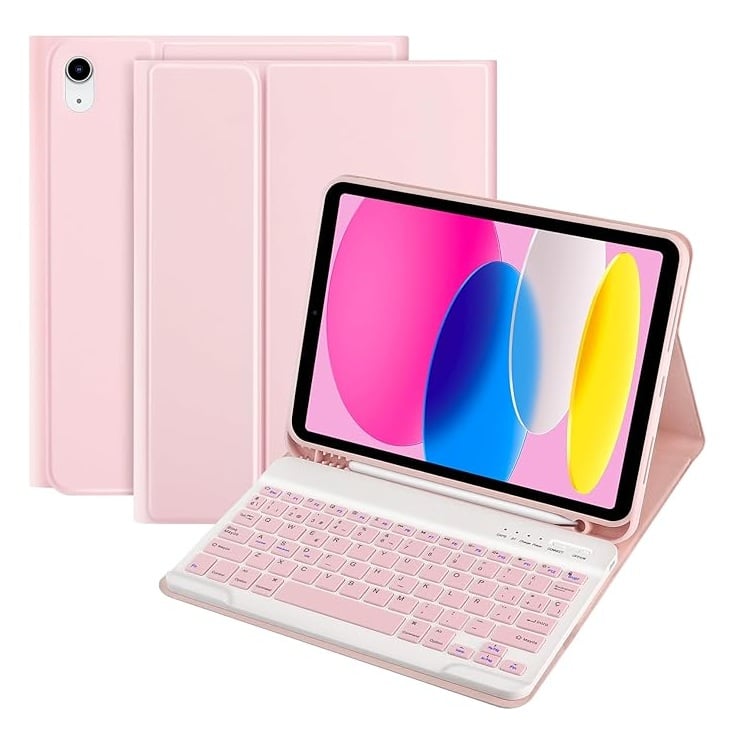 CARCASA FUNDA CON TECLADO PARA IPAD 11VA GENERACION A16 ROSADO - 1