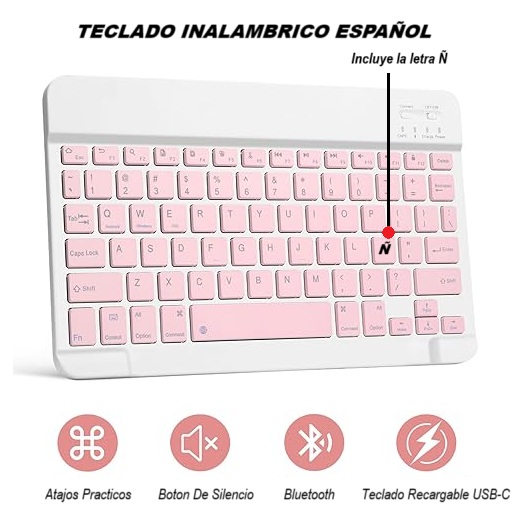 CARCASA FUNDA CON TECLADO PARA IPAD 11VA GENERACION A16 ROSADO - 3