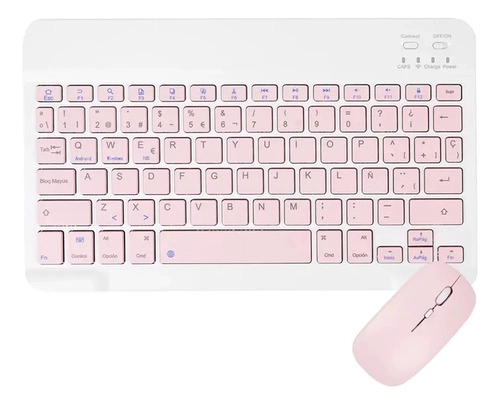 SET TECLADO Y MOUSE RETROILUMINADO INALAMBRICO 7 COLORES ROSA - 3