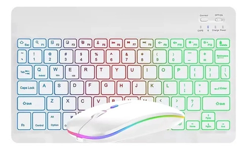 SET TECLADO Y MOUSE RETROILUMINADO INALAMBRICO 7 COLORES BLANCO - 1