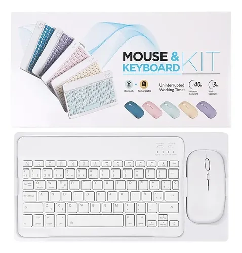 SET TECLADO Y MOUSE RETROILUMINADO INALAMBRICO 7 COLORES BLANCO - 3