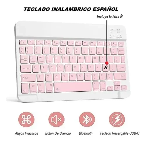 CARCASA FUNDA 360° CON TECLADO PARA IPAD 10MA GEN / 11VA A16 ROSA - 3