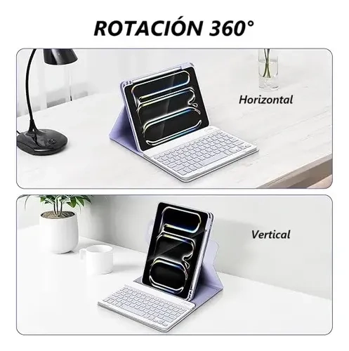 CARCASA FUNDA 360° CON TECLADO PARA IPAD 10MA GEN / 11VA A16 LAVANDA - 2