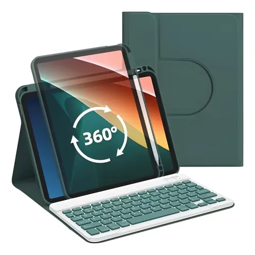 CARCASA FUNDA 360° CON TECLADO PARA IPAD 10MA GEN / 11VA A16 VERDE OSCURO - 1