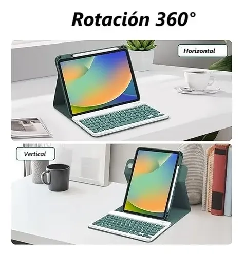 CARCASA FUNDA 360° CON TECLADO PARA IPAD 10MA GEN / 11VA A16 VERDE OSCURO - 3