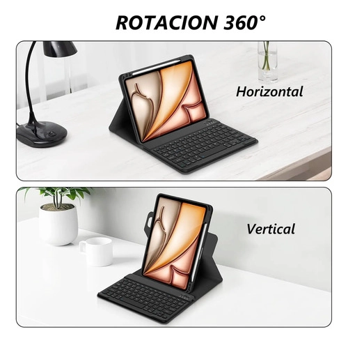 CARCASA FUNDA 360° CON TECLADO PARA IPAD 10MA GEN / 11VA A16 NEGRO - 3
