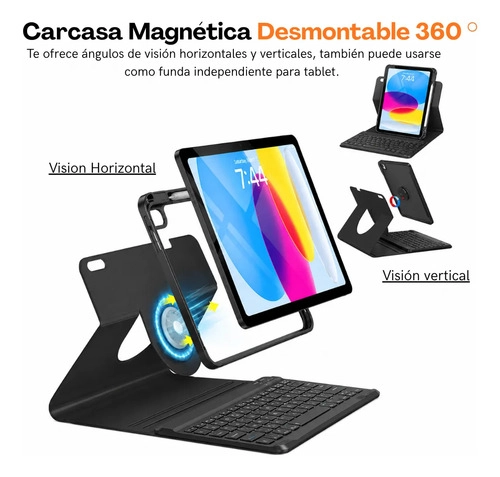 CARCASA DESMONTABLE 360 CON TECLADO PARA IPAD 11 A16 NEGRO - 3