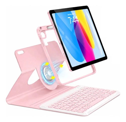 CARCASA DESMONTABLE 360 CON TECLADO PARA IPAD 11 A16 ROSA - 1