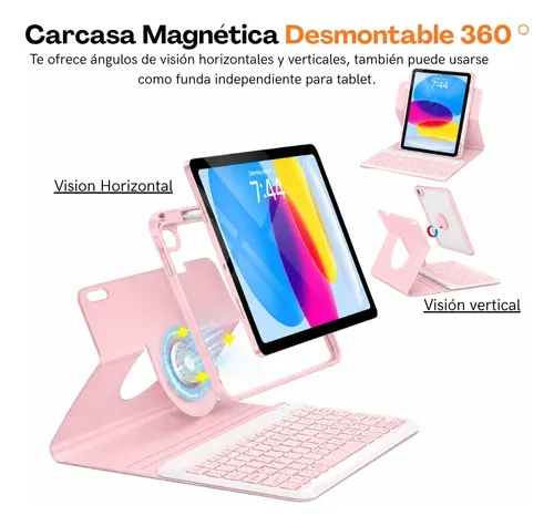 CARCASA DESMONTABLE 360 CON TECLADO PARA IPAD 11 A16 ROSA - 3