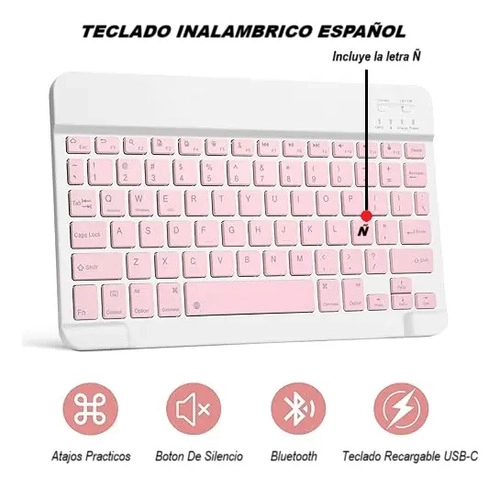 FUNDA CON TECLADO PARA SAMSUNG GALAXY TAB S10 LITE 10.9  ROSA - 2