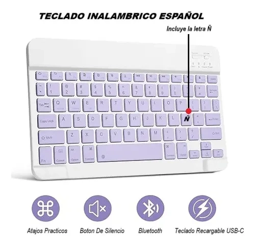 FUNDA CON TECLADO PARA SAMSUNG GALAXY TAB S10 LITE 10.9  LAVANDA - 3