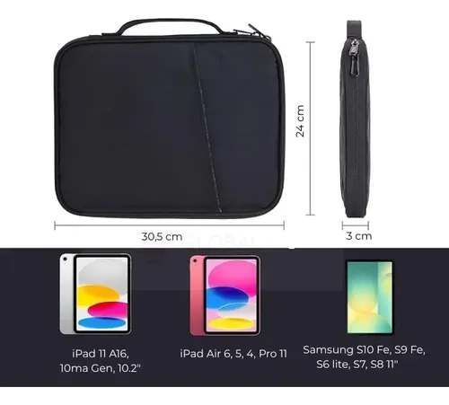 BOLSO FUNDA ESTUCHE PARA IPAD TABLET HASTA 11 PULGADAS NEGRO - 3