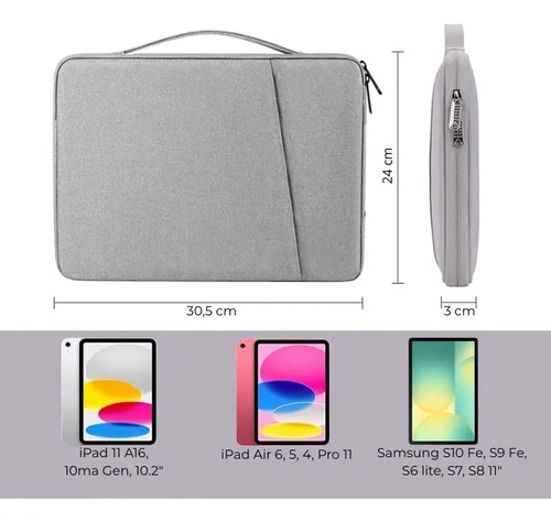 BOLSO FUNDA ESTUCHE PARA IPAD TABLET HASTA 11 PULGADAS CREMA - 3