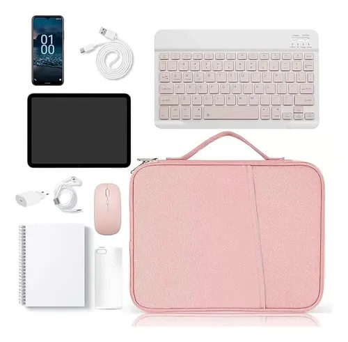 BOLSO FUNDA ESTUCHE PARA IPAD TABLET HASTA 11 PULGADAS ROSA - 3