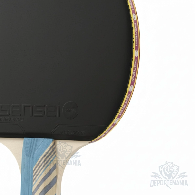 PALETA PING PONG SENSEI MADERA 3 STAR NEGRA Y ROJA - 5