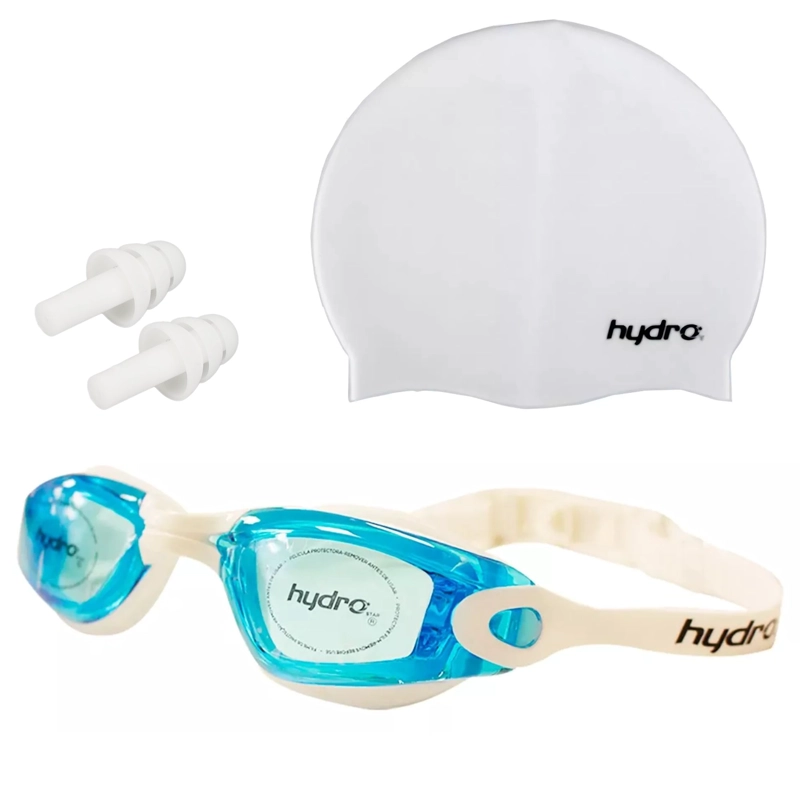 SET NATACION ADULTO HYDRO ANTIPARRAS GORRA TAPONES - 1
